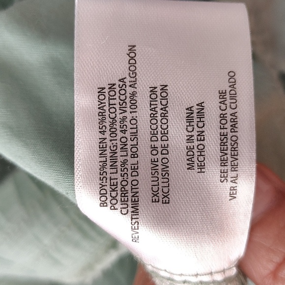 GAP Linen Blend Pants Size XL Green Baggy Lounge Elastic Waist Drawstring - Picture 5 of 5